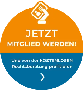 Button "Jetzt Mitglied werden" mit Hinweis auf kostenlose Rechtsberatung.