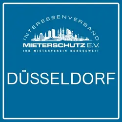 Logo des Interessenverband Mieterschutz e.V. mit der Aufschrift ‚Düsseldorf‘ auf blauem Hintergrund