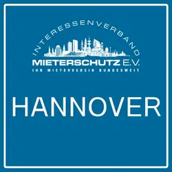 Logo des Interessenverband Mieterschutz e.V. mit der Aufschrift ‚Hannover‘ auf blauem Hintergrund