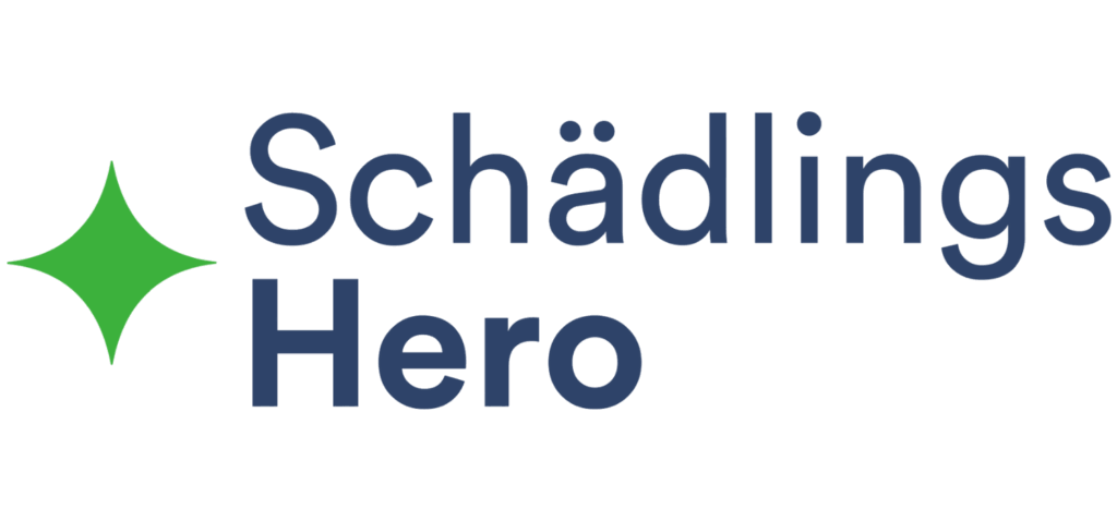 Logo von SchädlingsHero mit grünem Sternsymbol und Schriftzug in Dunkelblau